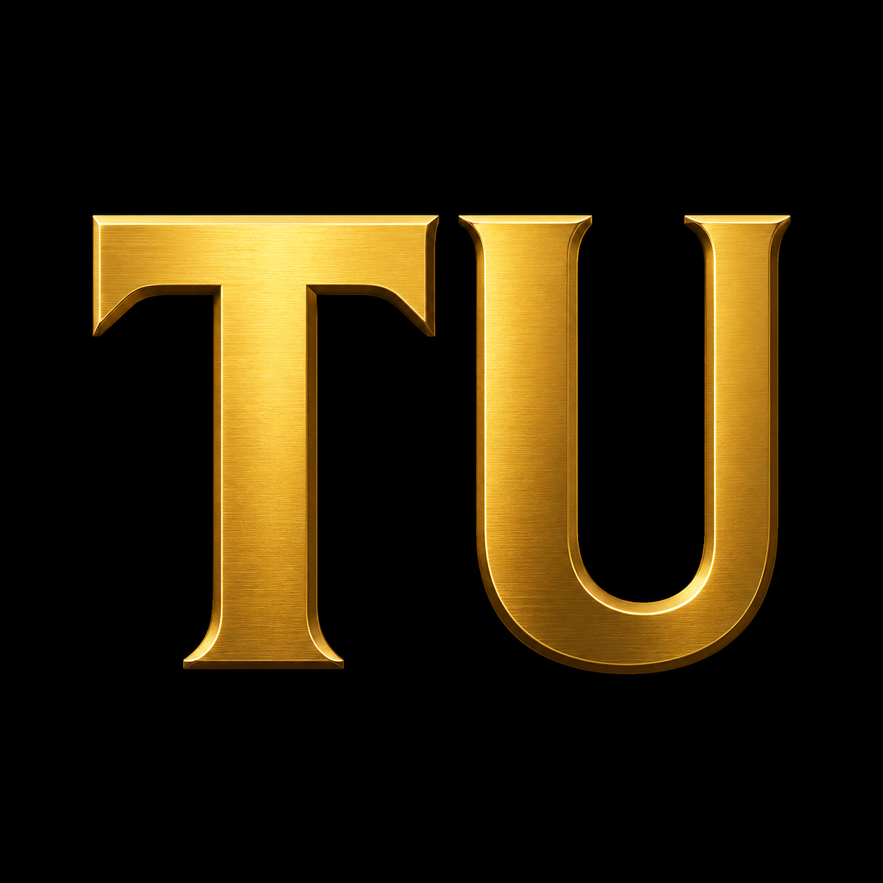 Logo Studio treningowe TrainingUp Studio Sosnowiec przedstawiające złote litery TU na czarnym tle