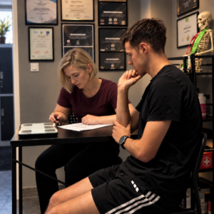 Konsultacja przy biurku w TrainingUp Studio